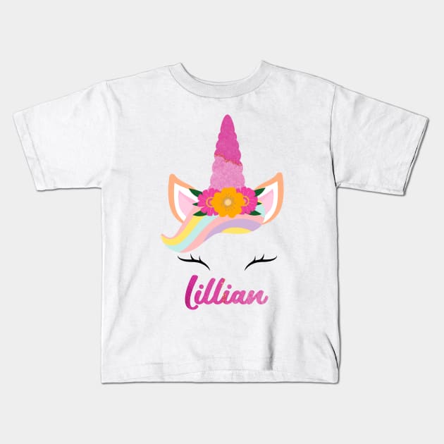 Name lillian unicorn lover Kids T-Shirt by Gaming champion